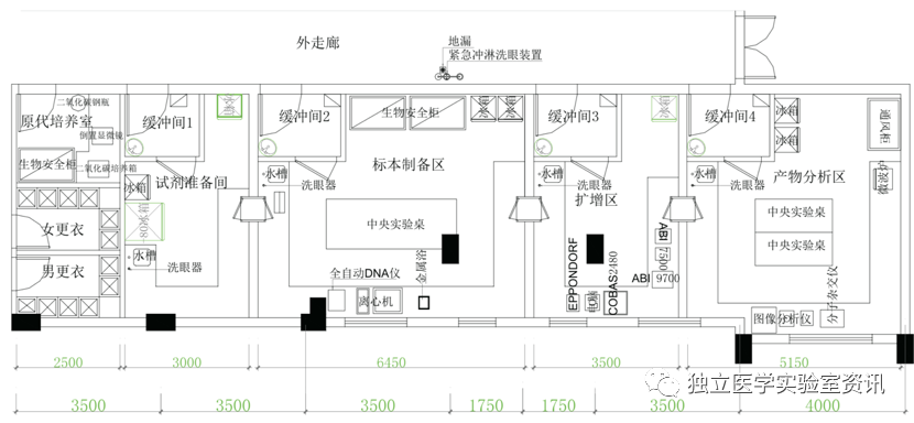 某医院PCR实验室平面图 某医院PCR实验室平面图
